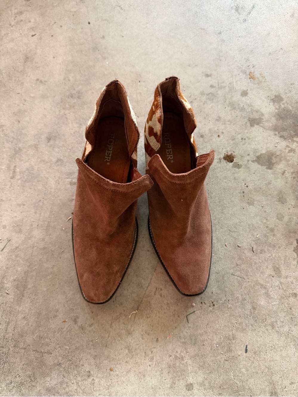 Roper Brown Suede Pointed Toe Ankle Booties